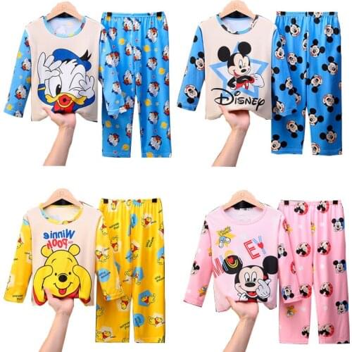 Childrens Pajamas Set Mickey Minnie Boy Girl Winnie The Pooh Cartoon Long-sleeved Pajamas Pajamas Free Shipping Pajama Set