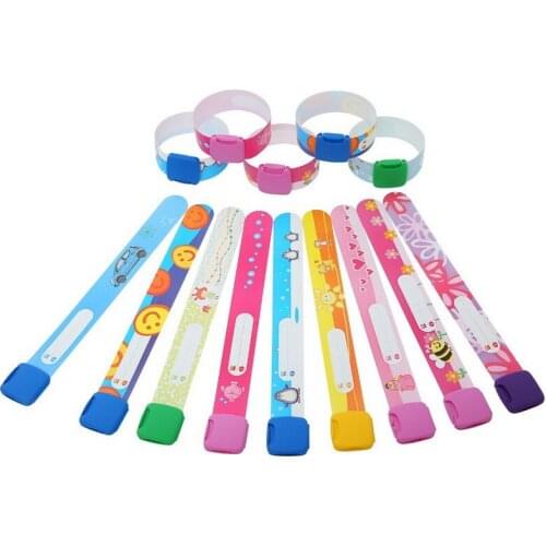 DHL 1000pc Kid Anti-lost Waterproof Adjustable PVC Reusable Safety Wristbands Child Safety ID Wristband Lock