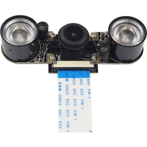 For Raspberry Pi 4 Model B/3B+/3B/2B 5 megapixel fisheye wide-angle night vision camera + light sensor 130 degrees