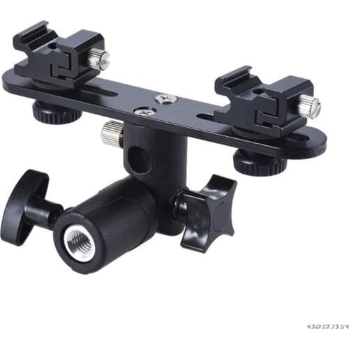 Double Hot Shoe Flash Umbrella Holder Light Stand Speedlight Bracket Mount for Photo Video Photography DSLR Camera wholesales