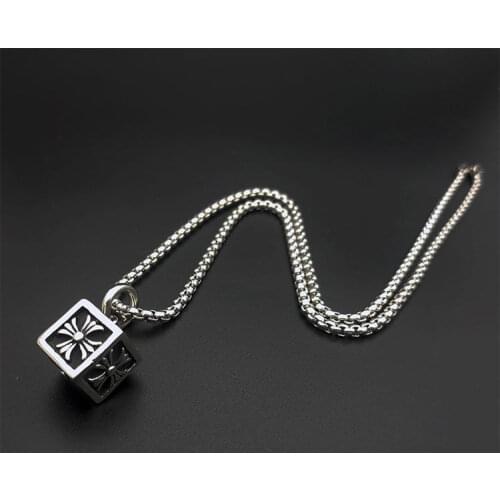 Double Sided Six Star Mens Necklace Titanium Steel Punk Trendy Student Couples Pendant Personality Pendant Outdoor Spo Cube