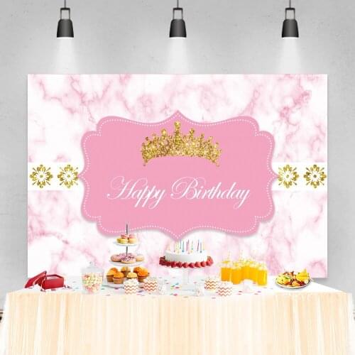 Marble Texture Backdrops Photography Happy Birthday Gold Crown Abstract Gradient Pattern Photocall Background For Photo Studio