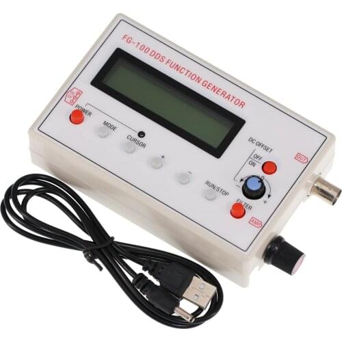 DDS Signal Generator FG-100 LCD Display Sine Frequency 1HZ-500KHz Counter Function Signal Source Generator Meter