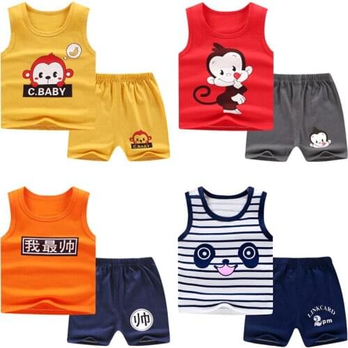 6 24 Months 4 Years Old Baby Clothes Set Sport Clothing Summer Children Vest Tshirt +shorts Toddler Boys Girls Clothing Sets