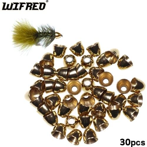 Wifreo 30PCS 5.5mm Brass Cone Head for Slamon Fishing Tube Fly Streamer Fly Trout Fishing Fly Tying Beads Material