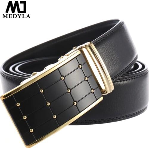 MEDYLA Men Tactical Belts For men Business Alloy Buckle ceinture homme Fashion Mens Automatic Buckle Leather Belt