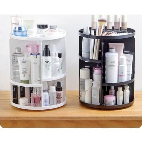 New 360 Degree Rotation White/Black/Pink Cosmetics Storage Box Fashion Spin Multi-function Detachable Makeup Beauty Organizer