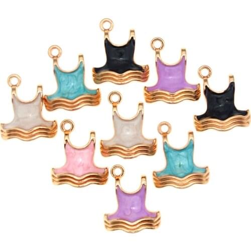 10pcs/lot 18*21mm Enamel Cute Skirt Pendant Girl Clothing Charms Kawaii Necklace Bracelet Earrings DIY Jewelry Findings XL1136