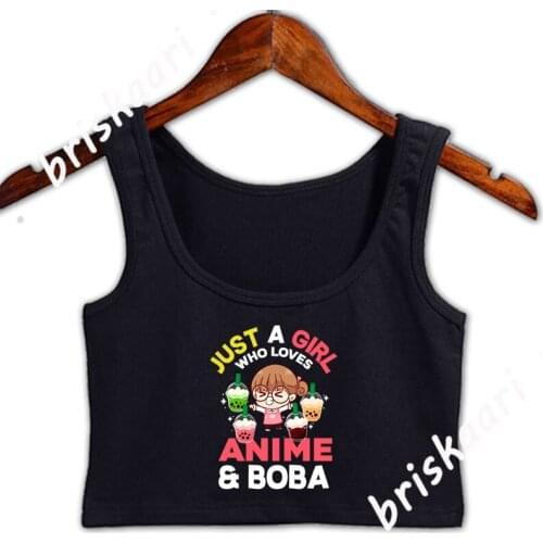 Bubble Tea Anime Boba Tea Crop Top Unique Personalized Comical Tank Top Summer Size S-3xl Fit Girls Vest