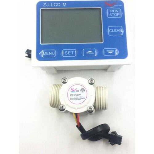 Flow Meter Ssensor Water Fuel Flowmeter Counter Indicator Swimming Pool 1-30L/Min G3/4 DN20 + LCD flow controller