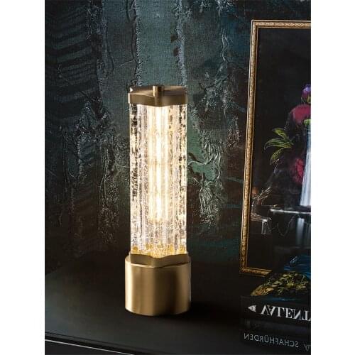 Luxury Crack Crystal Copper Table Lamps Living Room Modern Bedroom Swing Bedside Lamp Study Room Desk Lights Home Deco Fixtures