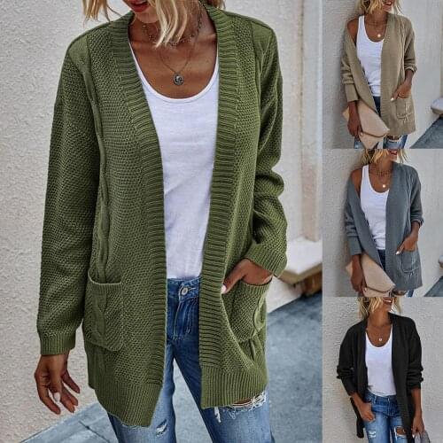 Thin Cardigan Women Autumn Open Front Solid Color Long Warm Cardigan Knitted Sweater Coat Knit Sweater Autumn Warm Clothes