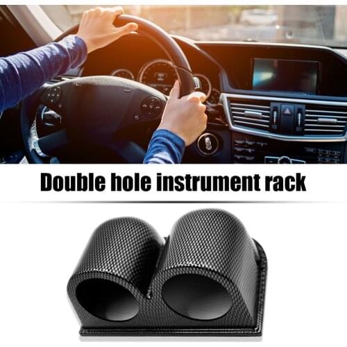 Universal 2-1/16 inch 52mm Dual 2 Hole Car Dash Dashboard Gauge Pod Mount Holder Carbon Fiber Look ABS (carbon fiber texture)