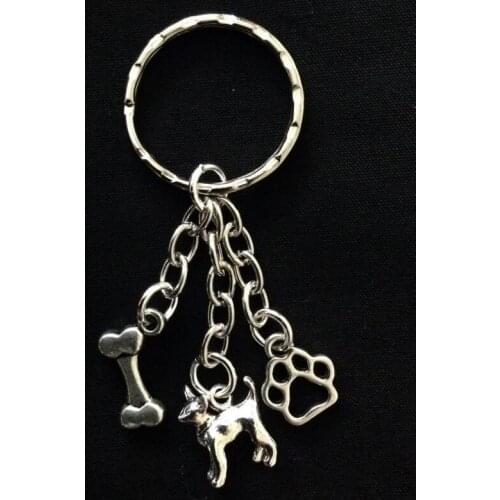 Vintage Silver Mixed Dog&Paw Print& Bone Keychain Ring Charm Key Ring For Keys Car DIY Bag Key Chain Handbag Gift Accessories