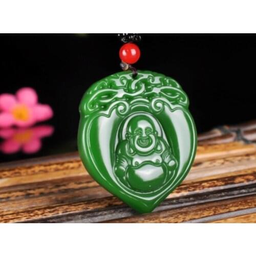 Fine Jewelry Certified Natural Hetian Jasper Pendant Heart Shape Maitreya Buddha Happy God Free Shipping
