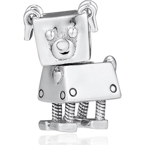 CKK Silver 925 Jewelry Fits Pandora Bracelets & Bangle Bobby Bot Dog Charm Original Beads Sterling Silver Making