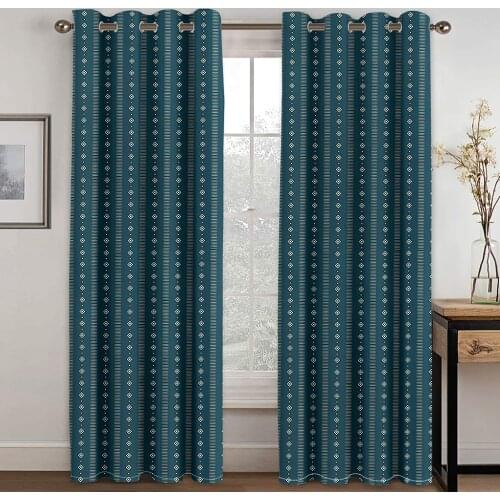 Living Room Shading 90% Decorative Curtain Diamond Stripe Pattern Home Textile Decoration Bedroom Perforated Curtains