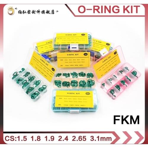 Fluororubber Thickness 1.5/1.8/1.9/2.4/2.65/3.1mm green rubber ring FKM O ring seal seal O-ring oring kit classification kit