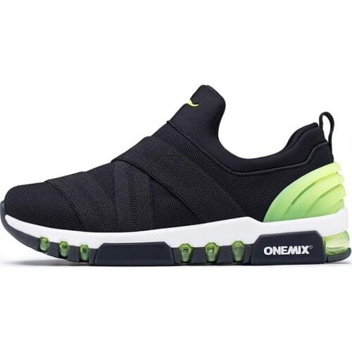 ONEMIX Black Sneakers For Women 2021 Breathable Mesh Flat Lightweight Outdoor Jogging Slip-on Comfortable Casual Sport Shoes