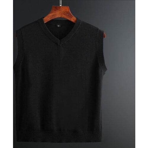 Mens Golf Vest Solid V-neck Cotton Autumn Spring Warm Sleeveless Fashion Sweaters Knitted Casual Wool Male Coat