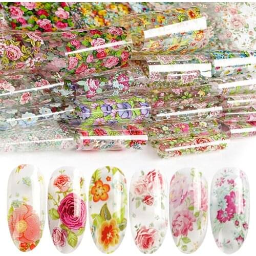 HNUIX 10 colours Nail Leaf Stickers Varnish Mix Rose Flower Transfer Foil Nails Decal Cursors For Nail Art Decoration Manicure D