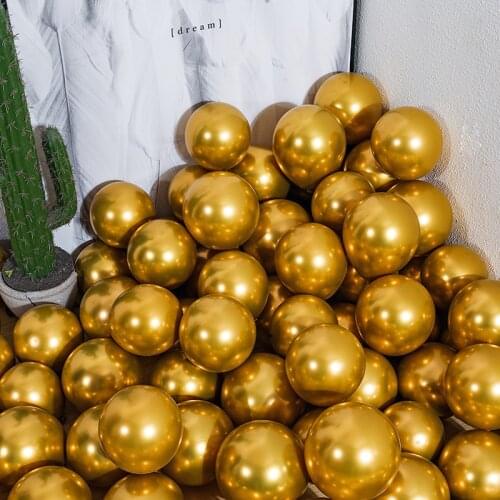 10pcs 5 Inch Metal Balloons Wedding Room Birthday Party Decoration Scene Thickened Small Chrome Golden Balloons