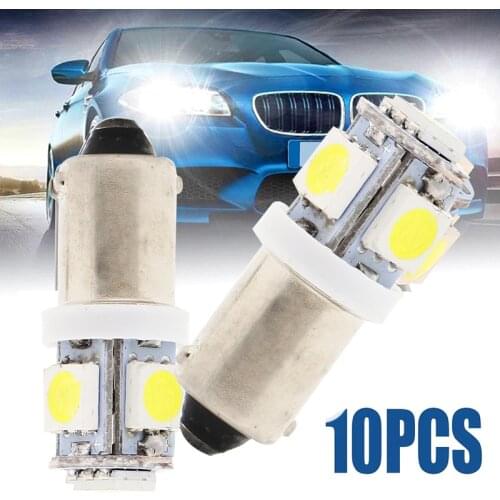 10Pcs T4W BA9S 5 SMD 5050 Car LED Interior Lamp Side Marker Backup Tail Reading Bulb Door License Plate Light white Yellow 12V