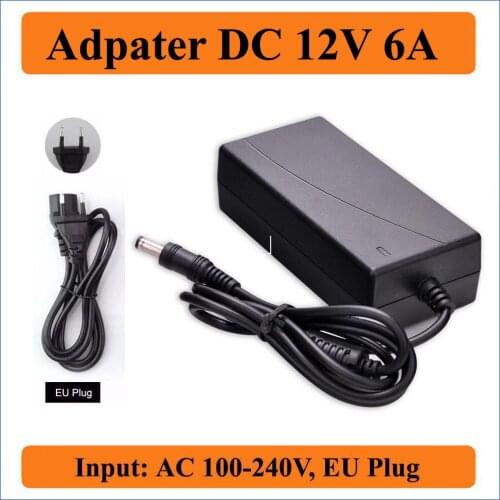 12V 6A EU Plug AC/DC Adapter AC 100-240V transformer to DC 12V 6000mA Supply Power Adapter Charger For LED Strips light