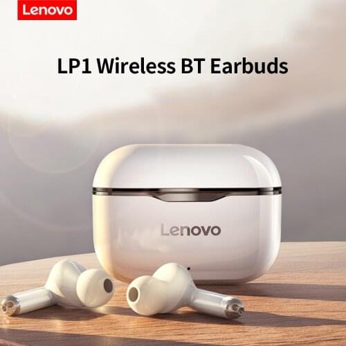 Lenovo LP1 TWS Earphone Bluetooth 5.0 Wireless Headset Waterproof Sport Earbud Noise Cancelling Dual Mic Stereo HiFi Bass Touch