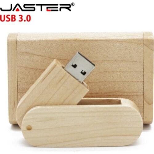 JASTER The New wood usb with gift box USB Flash Drive Flip Type Wooden Box+Wooden chip Pendrive Memory Stick LOGO customized