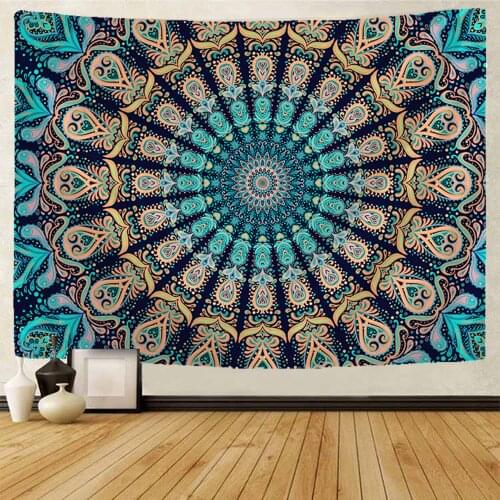 Indian psychedelic scene Mandala home art decoration large size tapestry Hippie Bohemian decorative yoga mat sofa blanket sheet