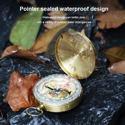 Compasses High Quality Camping Hiking Brass Gold Compass Pocket Watch Retro Portable Compass Navigation Outdoor Activities