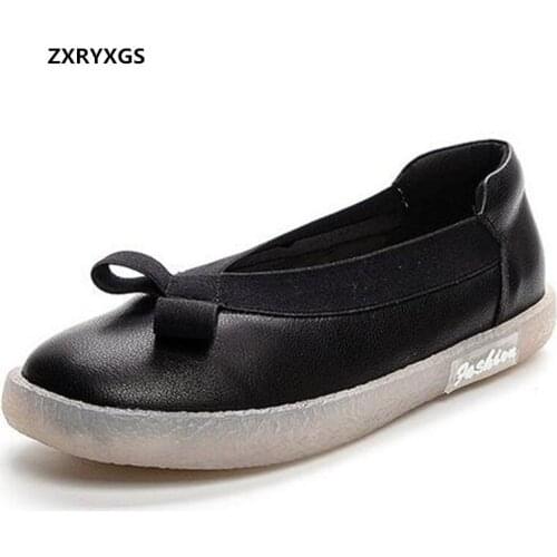 Promotion 2021 New Spring Classic Retro Genuine Leather Shoes Flat Soft Sole Comfortable All-match Fashion Shoes Womens Shoes