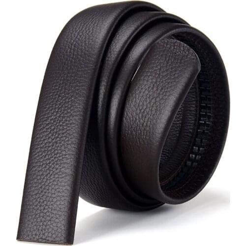 Cowboy ratchet belt real Leather Belts Men without Buckle soft Designer High Quality Cinto Brand Automatic vuitt Belt Body black