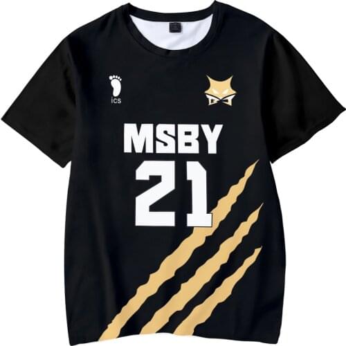 Haikyuu MSBY Black Jackal 3D Summer T-shirt Cartoon Tees O-neck Fashion Short Sleeve Piece Cartoon Casual Anime Women/men/kids