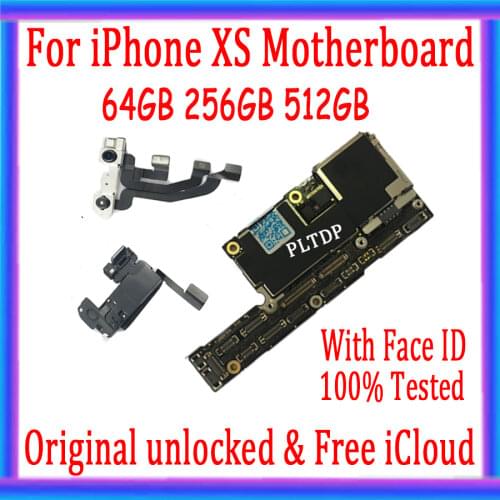 64GB 256GB 512GB For iPhone XS Motherboard without Face ID With IOS System For iPhone XS Unlocked iCloud Logic Board Full Tested