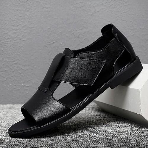 Mens Trending Summer Outdoor Sandals New Mens genuine Leather Sandals Breathable Beach Shoes Mens fashion Luxury Sandals