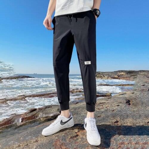 Mens Stretch Casual Pants Mens Ice Silk Pants Quick Dry Pants Outdoor Motion Pants Nine Cropped Pants Fashion Pants FK959