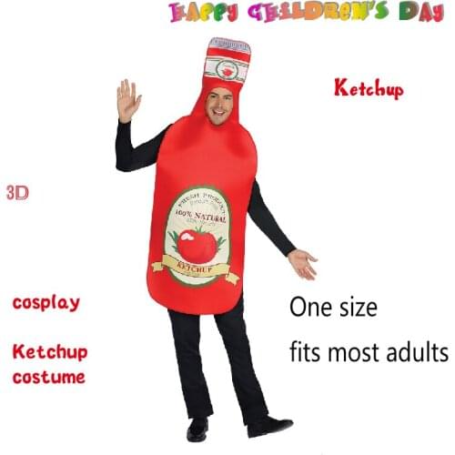 Halloween Costumes For Men Adult Party Funny Cosplay Costumes Red Tomato Ketchup Clothes Hallowe Performance Clothes SL2243