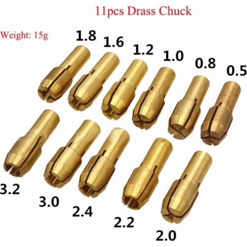 11 Pieces Mini Brass Chuck 0.5/0.8/1.0/1.2/1.6/1.8/2.0/2.2/2.4/3.0/3.2mm Brass Cross Chuck Power Tools For Power Accessories