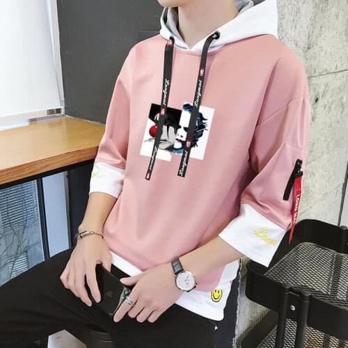 Men and Women Print Three Quarter Sleeve Casual Hip-hop Streetwear Cap Hoodies Pure Color Sportswear Harajuku Tracksuits