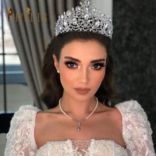 A44 Zircon Rhinestone Headband Bride Headdress Crown Queen Tiara Bridal Hair Jewelry Womenl Headpiece Diadem Pageant Headwear