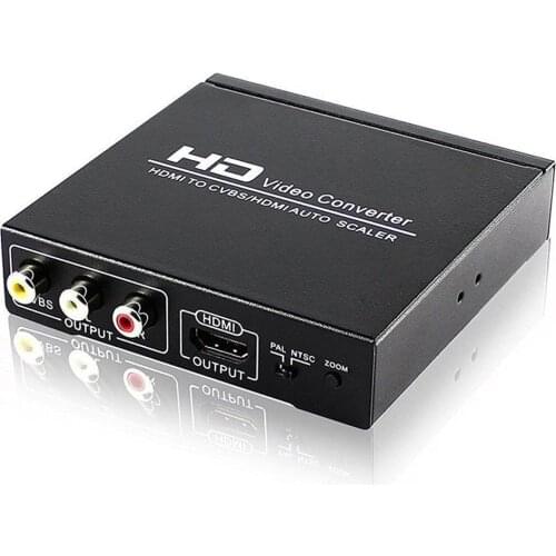 HD Video Converter HDMI TO CVBS AV/HDMI AUTO SCALER Support NTSC/ PAL for TV,VHS, VCR,DVD recorders HDCP code