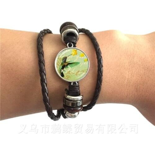 Handmade Accessories Green Hummingbird Bracelet Birds Art Picture Glass Cabochon Dome Bioshock Infinite Bird Jewelry Men Women