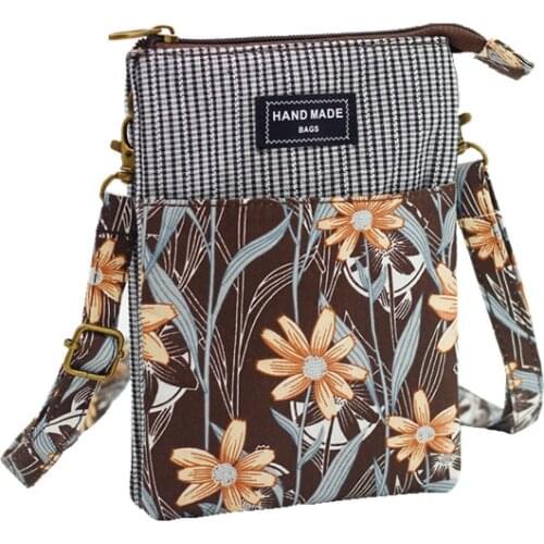 Women‘s’ mini handbag cotton floral printing crossbody bag female small phone money pouch bag bolsa feminina bolso for girls