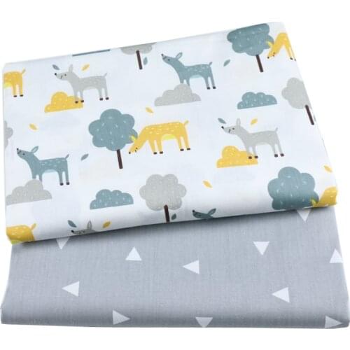 Syunss Cartoon Deer Tree Print Twill Cotton Fabric DIY Tissue Patchwork Telas Sewing Baby Toy Bedding Quilting Tecido The Cloth