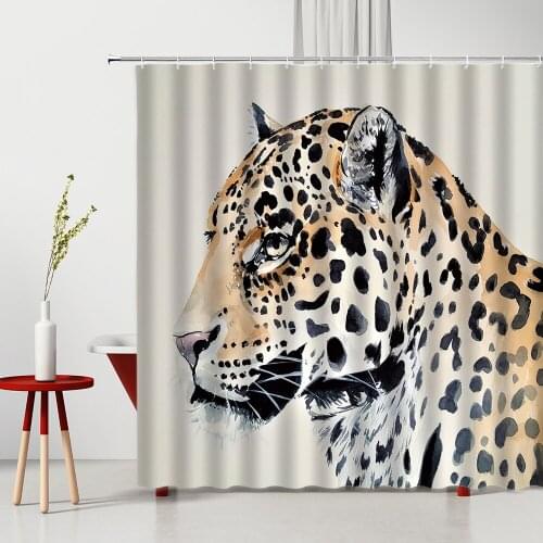 Tiger Shower Curtain Wild Ferocious Animal Africa Home Bathroom Supplies Curtains For Rooms And Halls Waterproof Fabric Screens