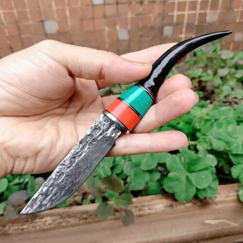 High Quality New VG10 Knife Mini Hunting Knife With Damascus Steel Blade Damascus Knives Free Shipping