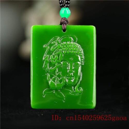 Green Jade Buddha Pendant Chinese Jewelry Gifts Amulet Natural Necklace Charm for Carved Women Jadeite Fashion Men