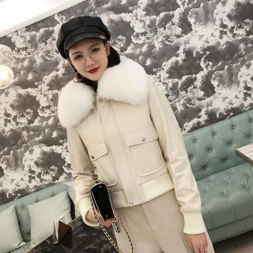 Women Genuine Leather 2020 Winter 90% Duck Down Short Jacket Female Fox Fur Coats Real Sheepskin Parka Outwear